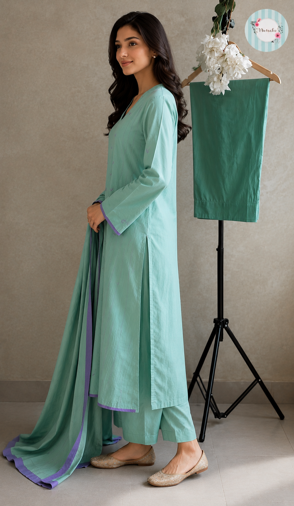 Sage Green handloom cotton Salwar set