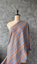 ROYAL BLUE, IVORY AND RUST RED MUL COTTON STRIPES FABRIC 