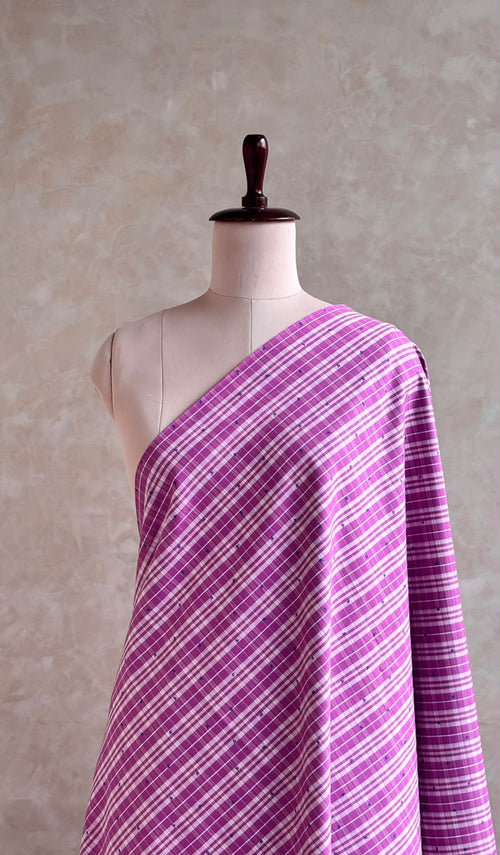 BRIGHT PURPLE COTTON MIX CHECKS FABRIC