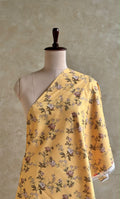 LIHGHT MUSTARD YELLOW COTTON FLORAL PRINTED FABRIC