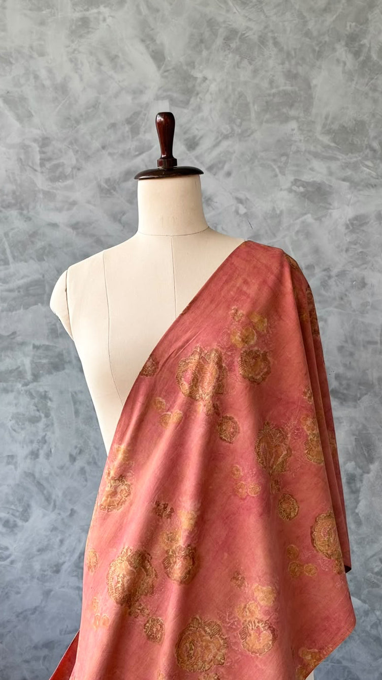 BRICK RED JAIPUR COTTON FLORAL BLOCKPRINTED FABRIC 