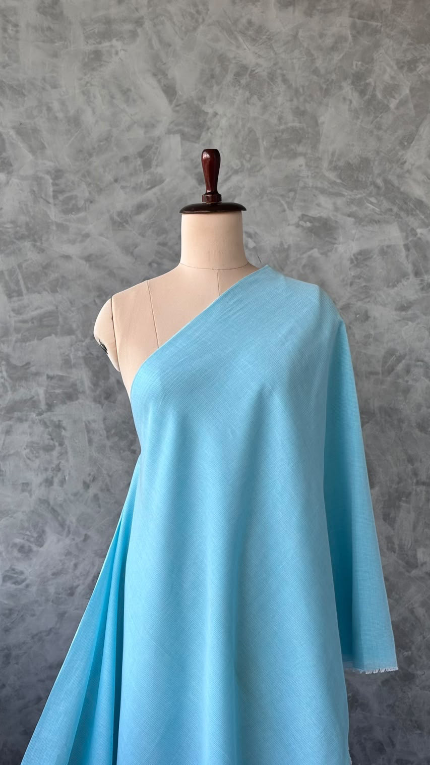 SOFT SKY BLUE COTTON STRIPES FABRIC