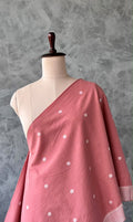 DARK DUSTY ROSE COTTON HANDLOOM POLKA FABRIC #FBRC