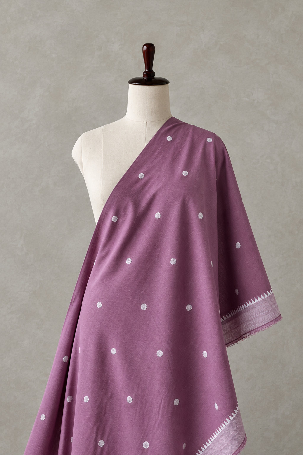 GRAPE PURPLE COTTON HANDLOOM POLKA FABRIC 
