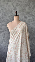 CREAM WHITE  MARBLE CRAPE FLORAL PRINTED FABRIC 