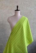 lime-green self-woven pure handloom cotton fabric