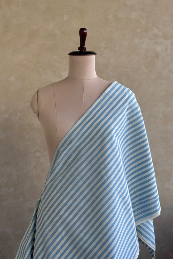 LIGHT BLUE AND WHITE STRIPES COTTON FABRIC