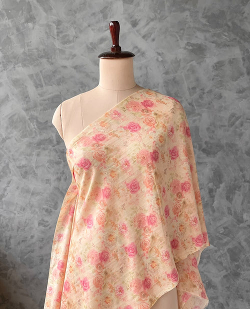 BANARASI SILK CHANDERI FLORAL PRINT