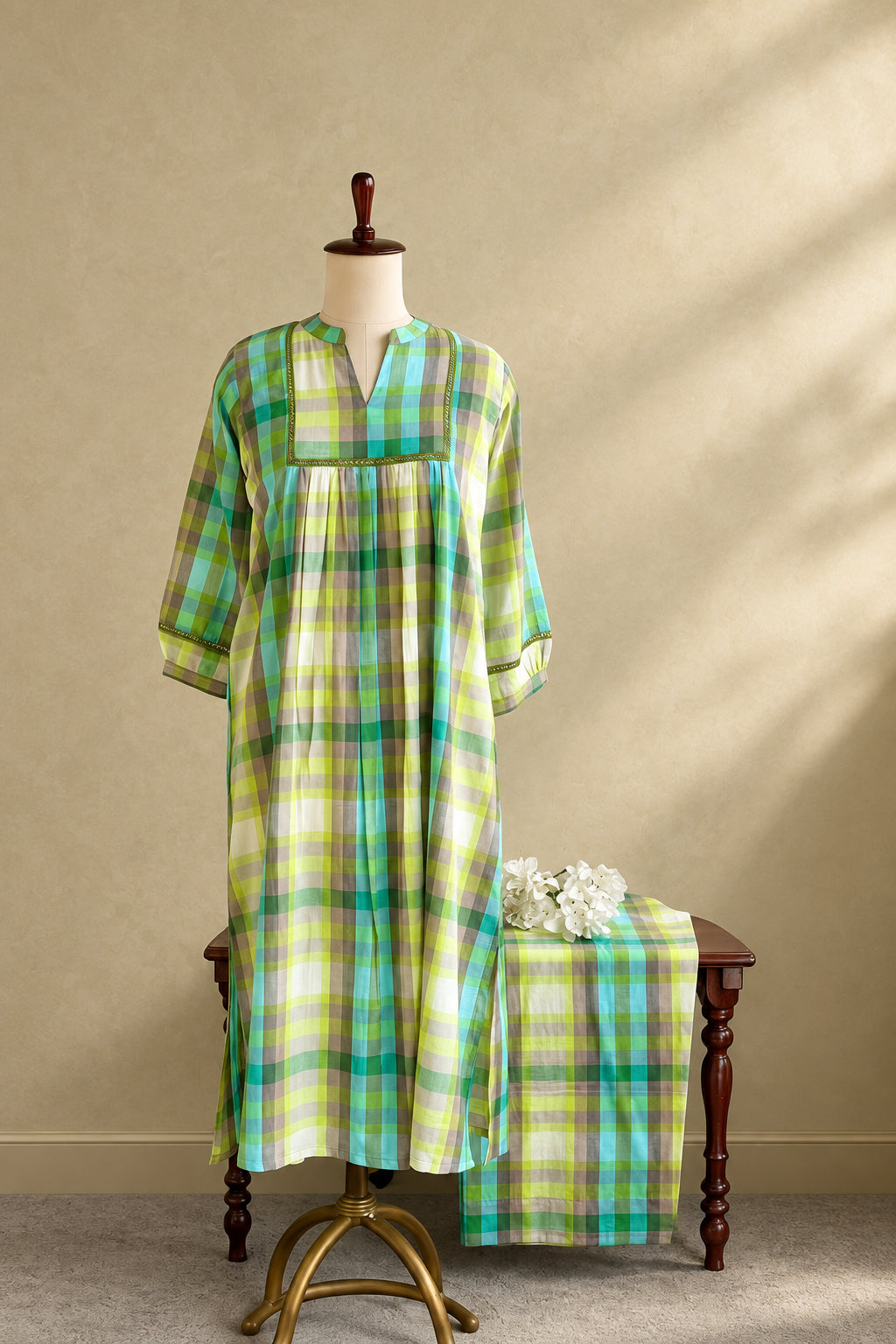 COTTON CHECKS CO-ORDSET DNO:922