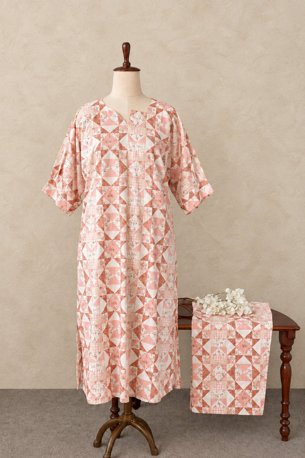 COTTON GEOMETRIC PRINTED KAFTHAN CO-ORDSET DNO:913