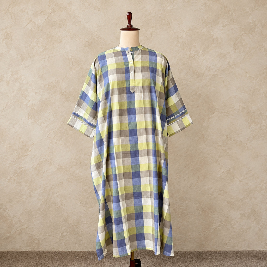 KOTTON CHECKS KAFTAN TOP DNO:917