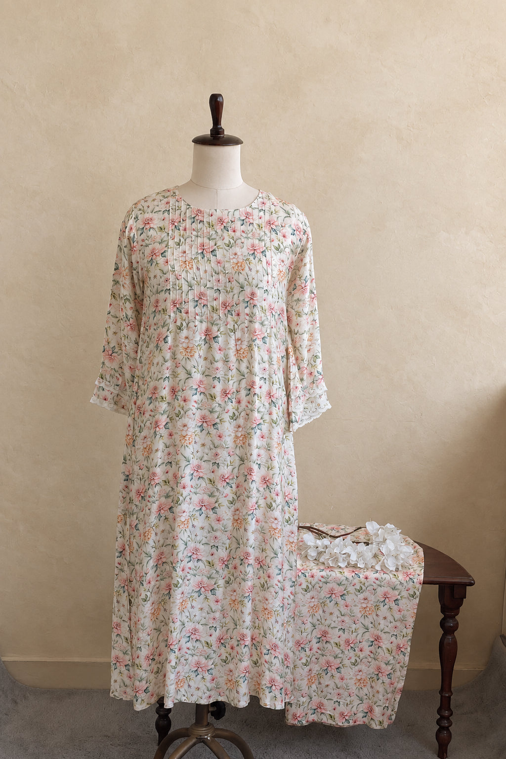 MUSLIN SHIMMER FLORAL PRINTED CO-ORDSET DNO:860
