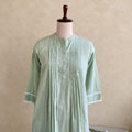 pastal sage green cotton polka dots with lace worked co-ordset