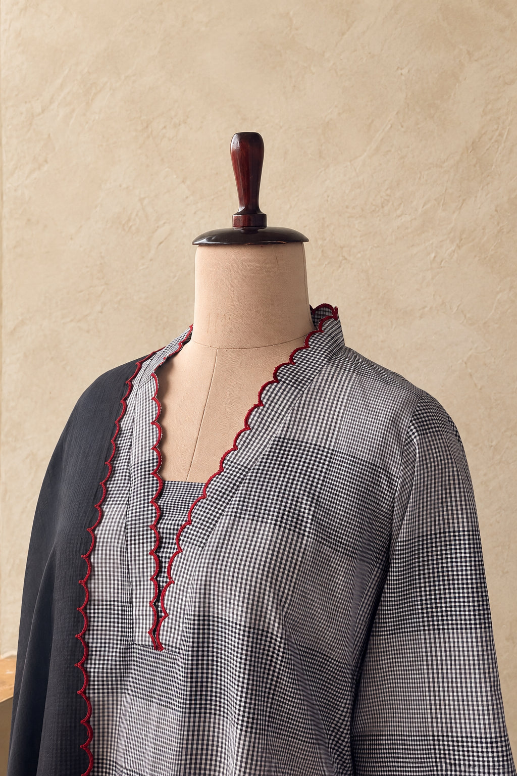 COTTON CHCEKS WITH EMBROIDERED SALWAR SET #MRKI