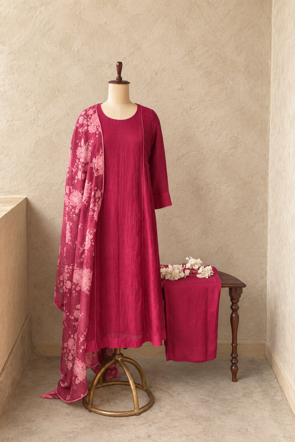CHANDERI FLORAL PRINTED SALWAR SET #MRKI