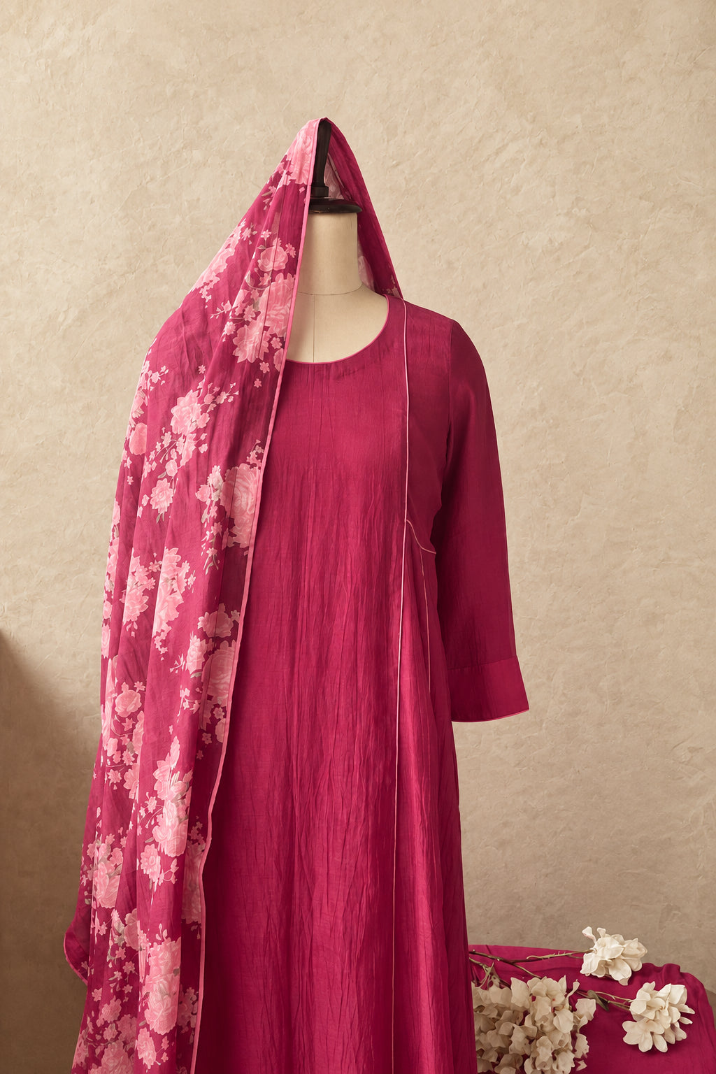CHANDERI FLORAL PRINTED SALWAR SET #MRKI