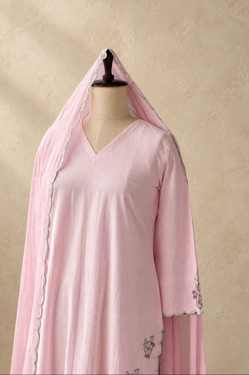 COTTON LINES EMBROIDERED SALWAR SET #MRKI