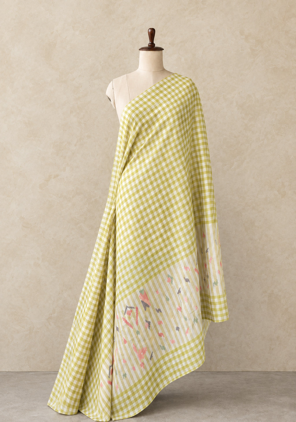 lemon yellow  jamdani digital print jute cotton fabric