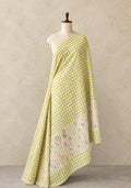 lemon yellow  jamdani digital print jute cotton fabric