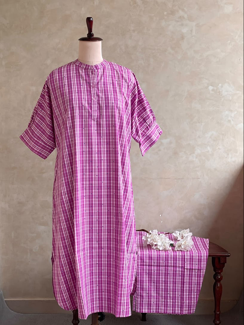 COTTON CHECKS KAFTHA CO-ORDSET DNO:945
