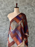 Multicoloured cotton checks fabric featuring a modern geometric pattern