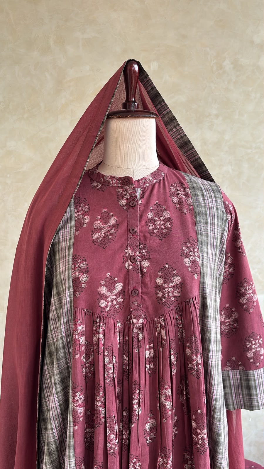 JAIPUR COTTON BLOCK PRINTED WITH CHECKS SALWAR SET