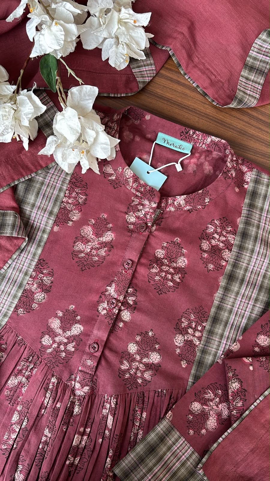 JAIPUR COTTON BLOCK PRINTED WITH CHECKS SALWAR SET