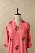 PEACH RAYON FLORAL PRINTED CO-ORDSET 