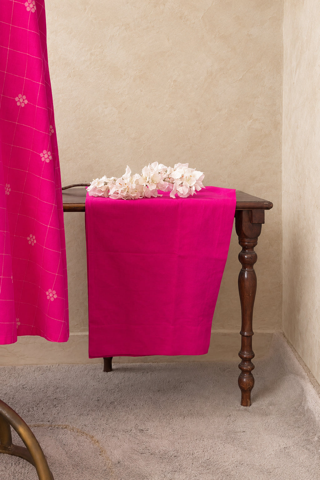 PINK COTTON CHECKS WITH FLORAL PRINT CO-ORDSET DNO:899