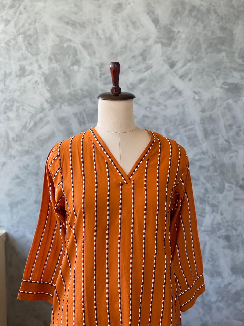 BURNT ORANGE COTTON THREADWORKED CO-ORDSET DNO:909