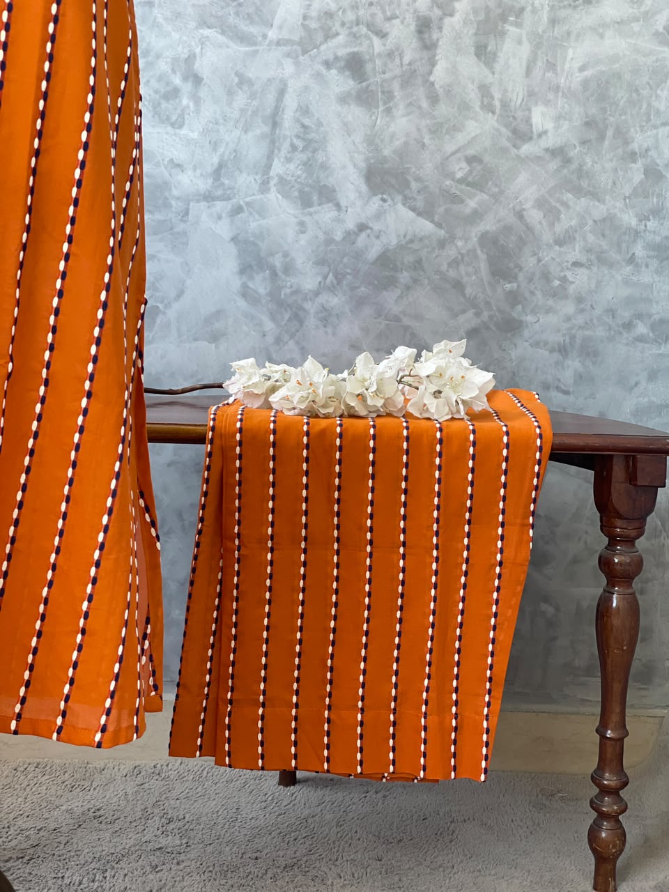 BURNT ORANGE COTTON THREADWORKED CO-ORDSET DNO:909