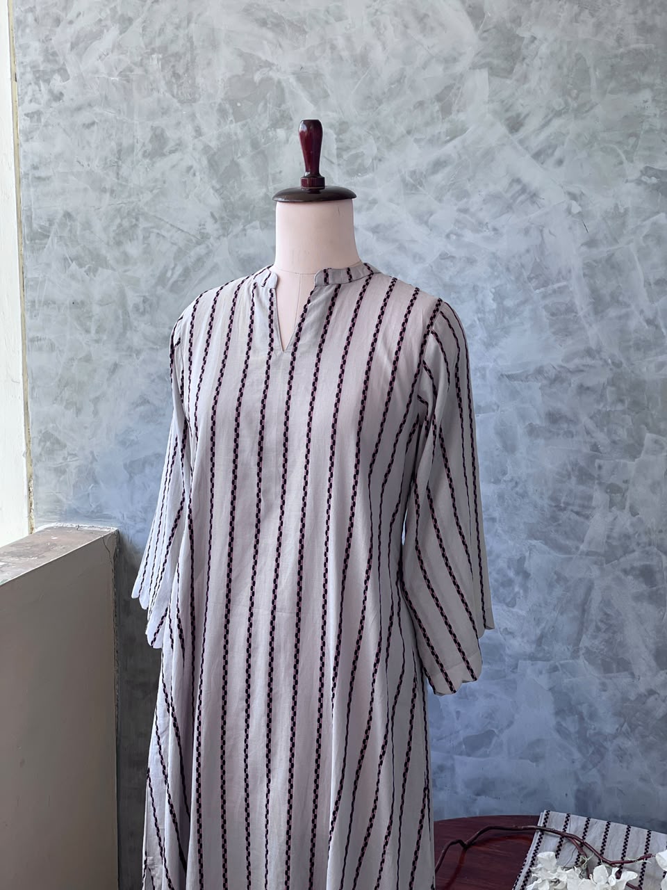 GREY COTTON THREADED EMBROIDERD CO-ORDSET DNO:911