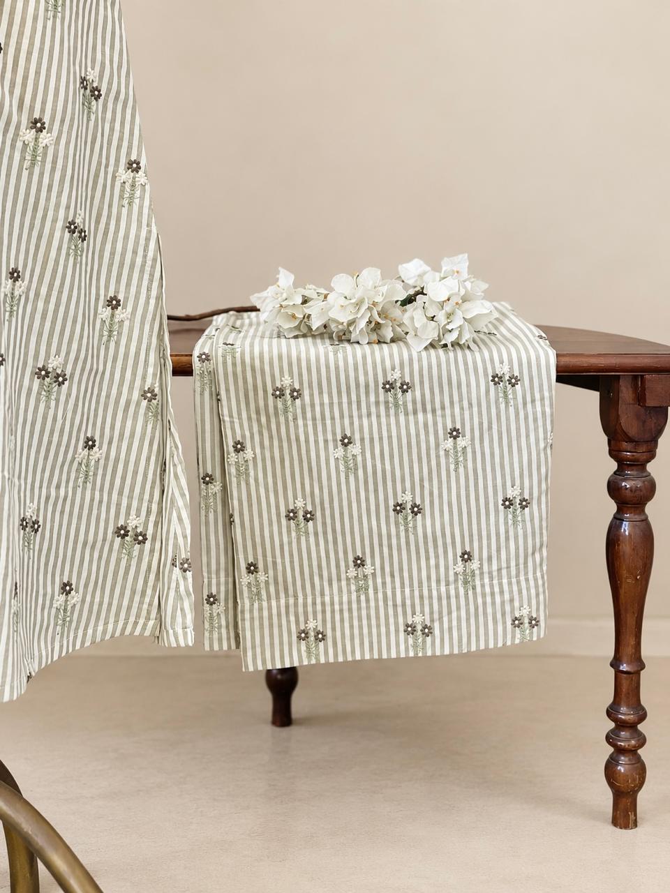 HANDLOOM  COTTON EMBROIDERED STRIPES CO-ORDSET DNO:893