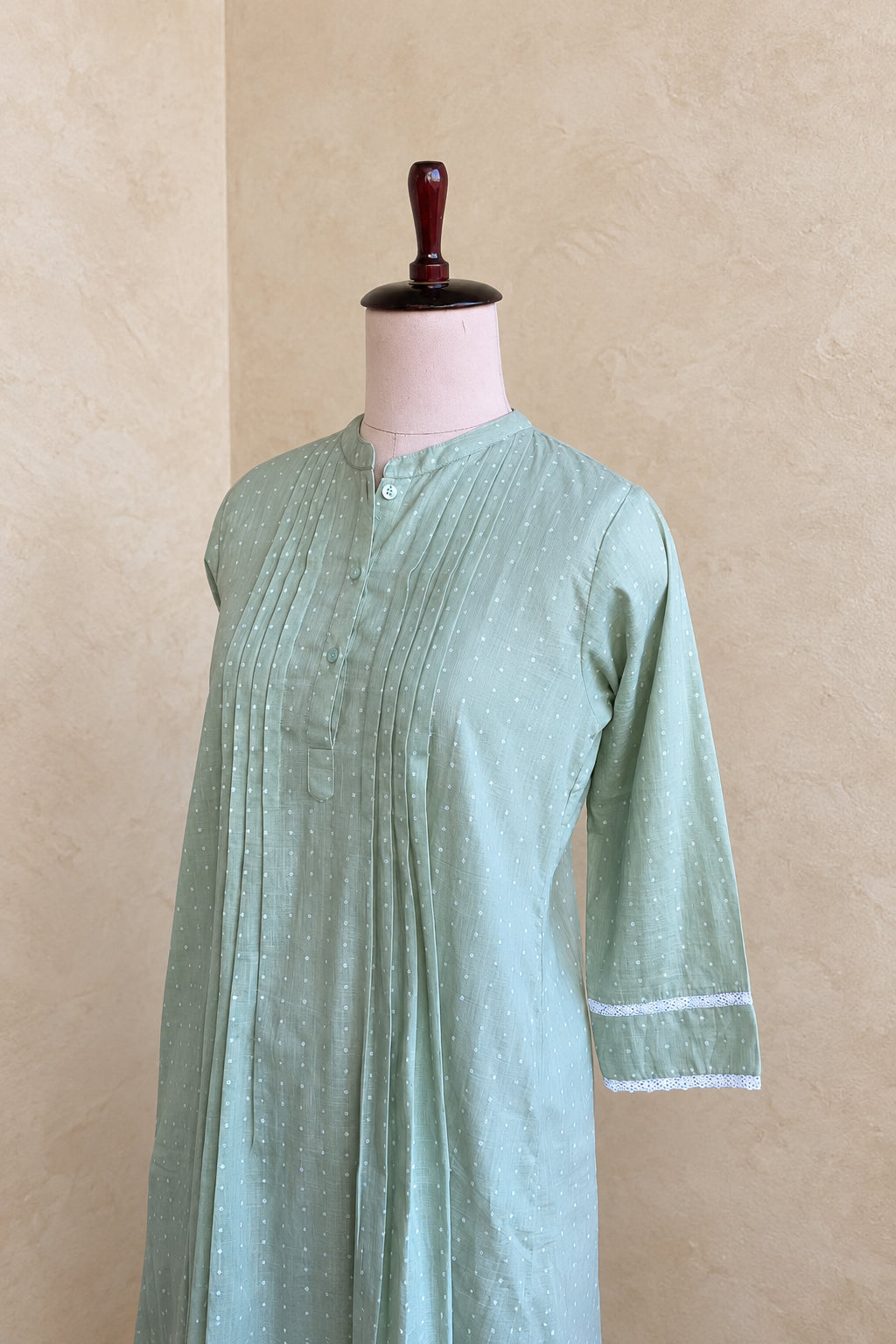COTTON DOTS WITH LACE WORKED CO-ORDSET DNO:878