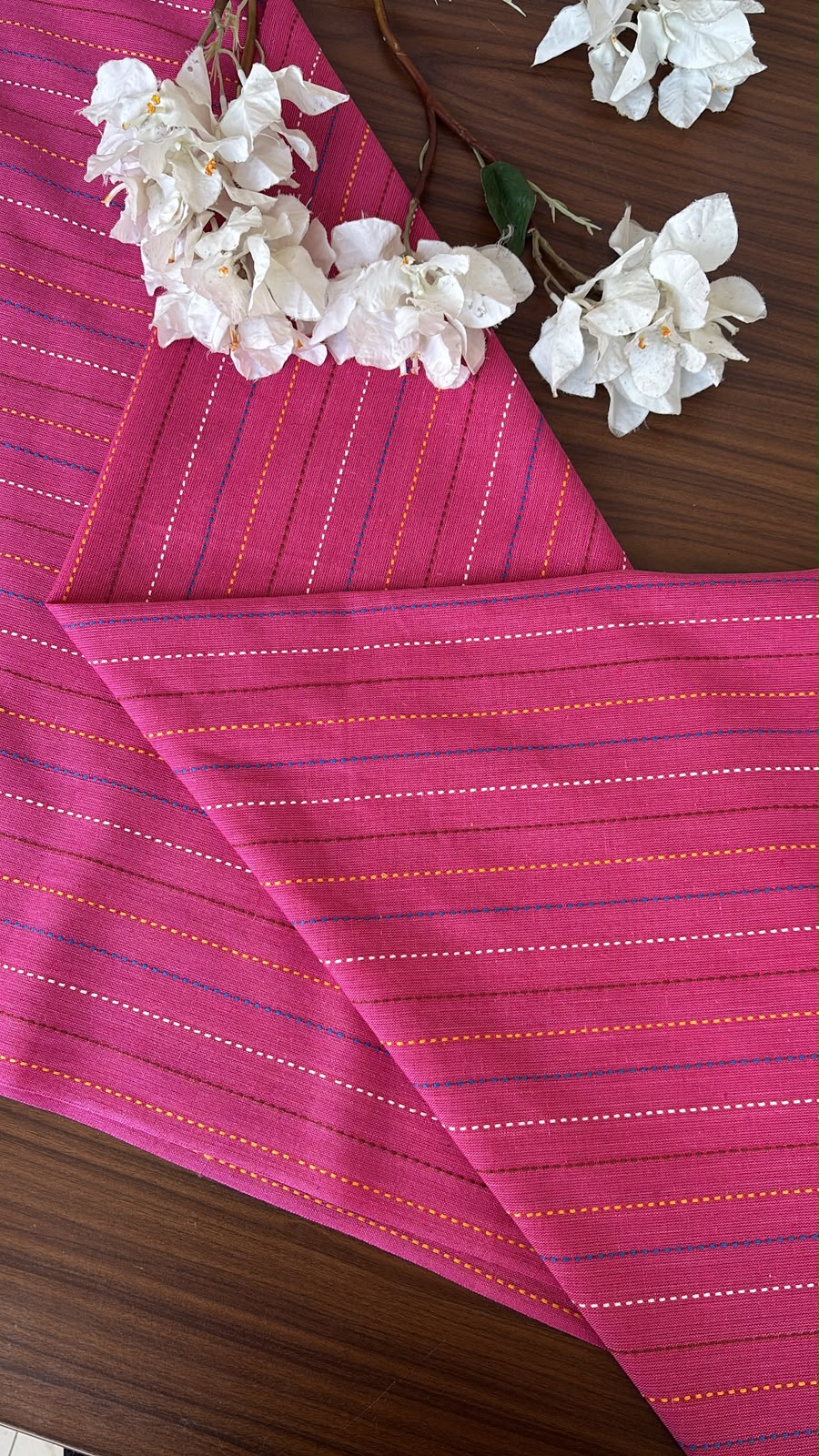 HANDLOOM COTTON STRIPES PINK FABRIC #FBRC