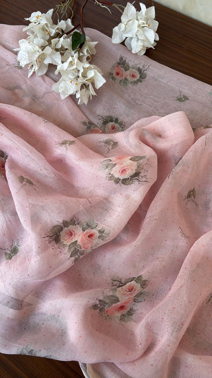 CHANDERI FLORAL PRINTED FABRIC #FBRC