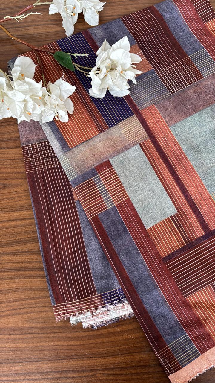 COTTON CHECKS MULTICOLOURED MODERN GEOMETRIC PATTERN FABRIC C-C003