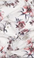 white and red flowered fabrics